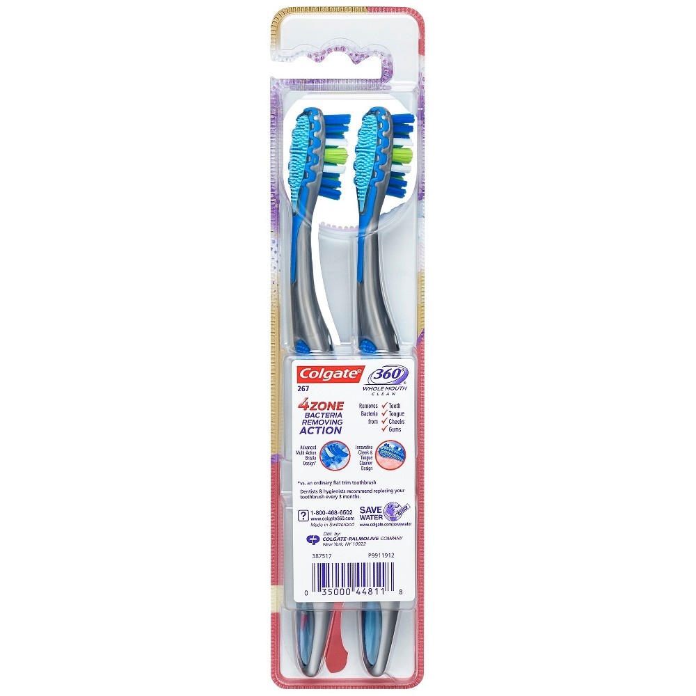 slide 2 of 5, Colgate 360 Advanced 4 Zone Soft Toothbrush, 2 ct