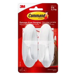 Command 2pk Large Designer Hooks White