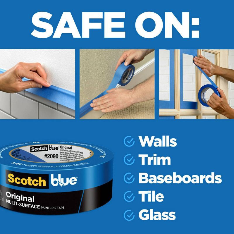 slide 5 of 15, ScotchBlue Scotch-Blue Original Multi-Surface Painter's Tape 1.88'' x 60yd: Adhesive Masking Tape for Paint Projects, 1 ct