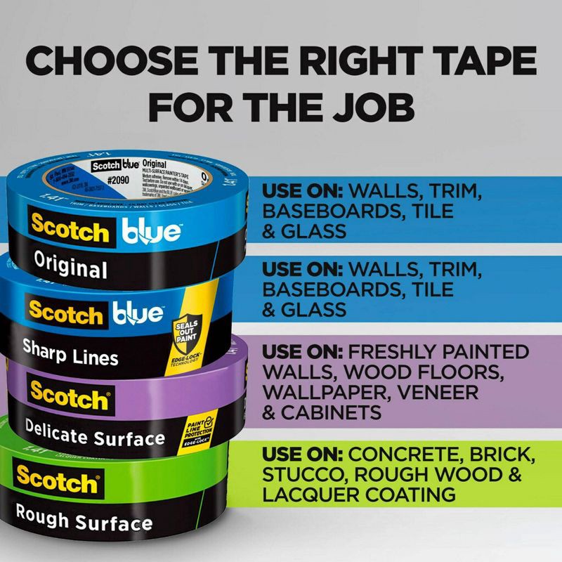 slide 11 of 15, ScotchBlue Scotch-Blue Original Multi-Surface Painter's Tape 1.88'' x 60yd: Adhesive Masking Tape for Paint Projects, 1 ct