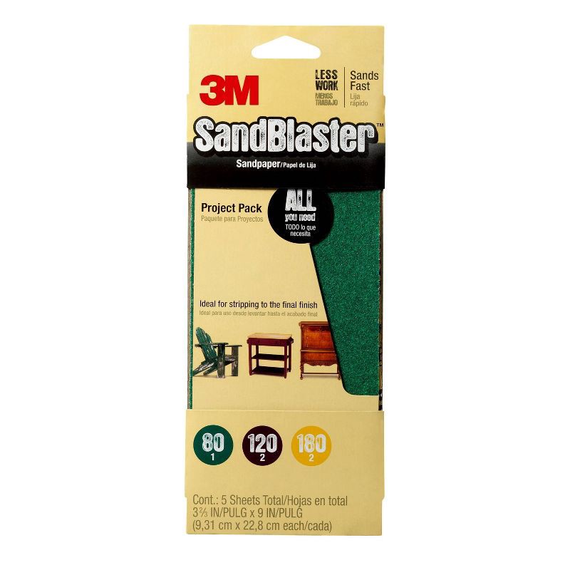 slide 1 of 4, 3M Company 5 Sheets Assorted Sandblaster Sandpaper, 1 ct