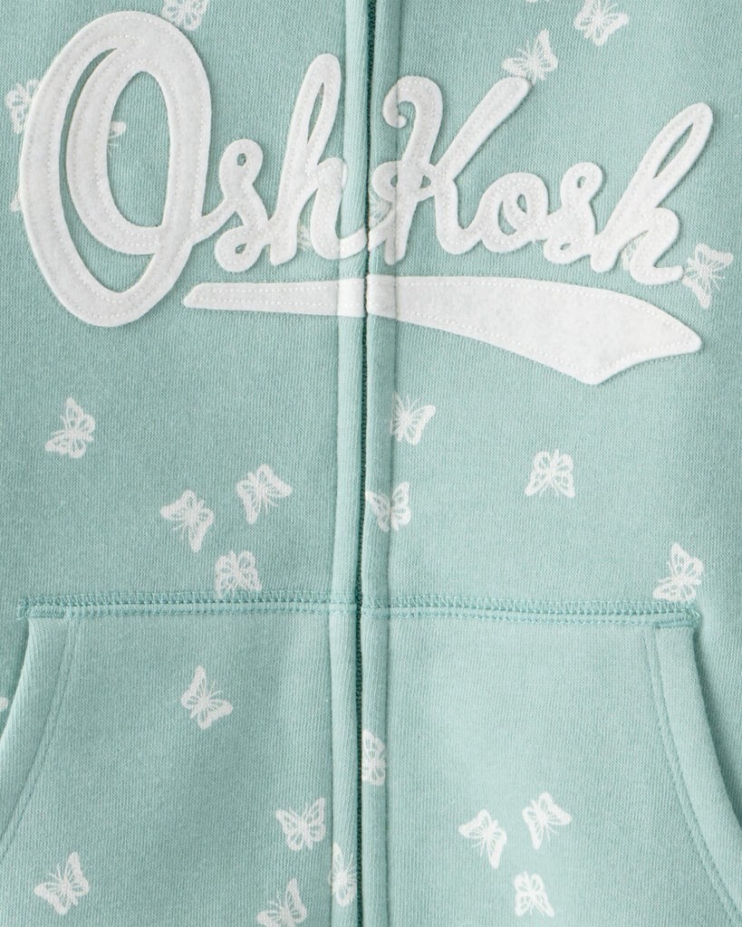 slide 2 of 2, Oshkosh Kid Butterfly Print OshKosh Fleece Logo Jacket - Green Green 12, 1 ct