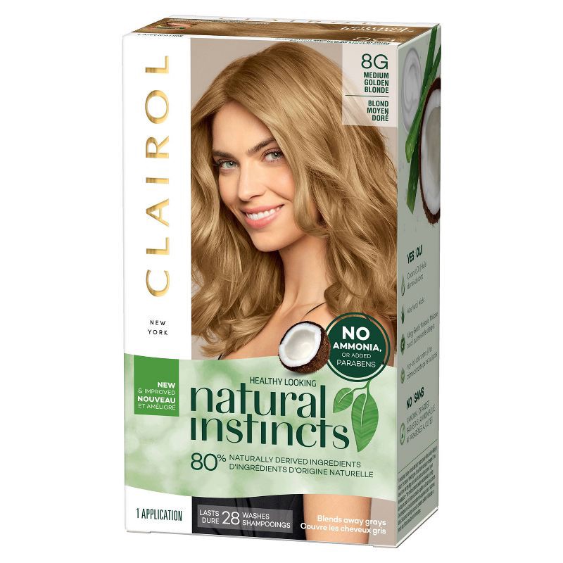 slide 9 of 9, Natural Instincts Clairol Demi-Permanent Hair Color Cream Kit - 8G Medium Golden Blonde, Sunflower, 8 gram