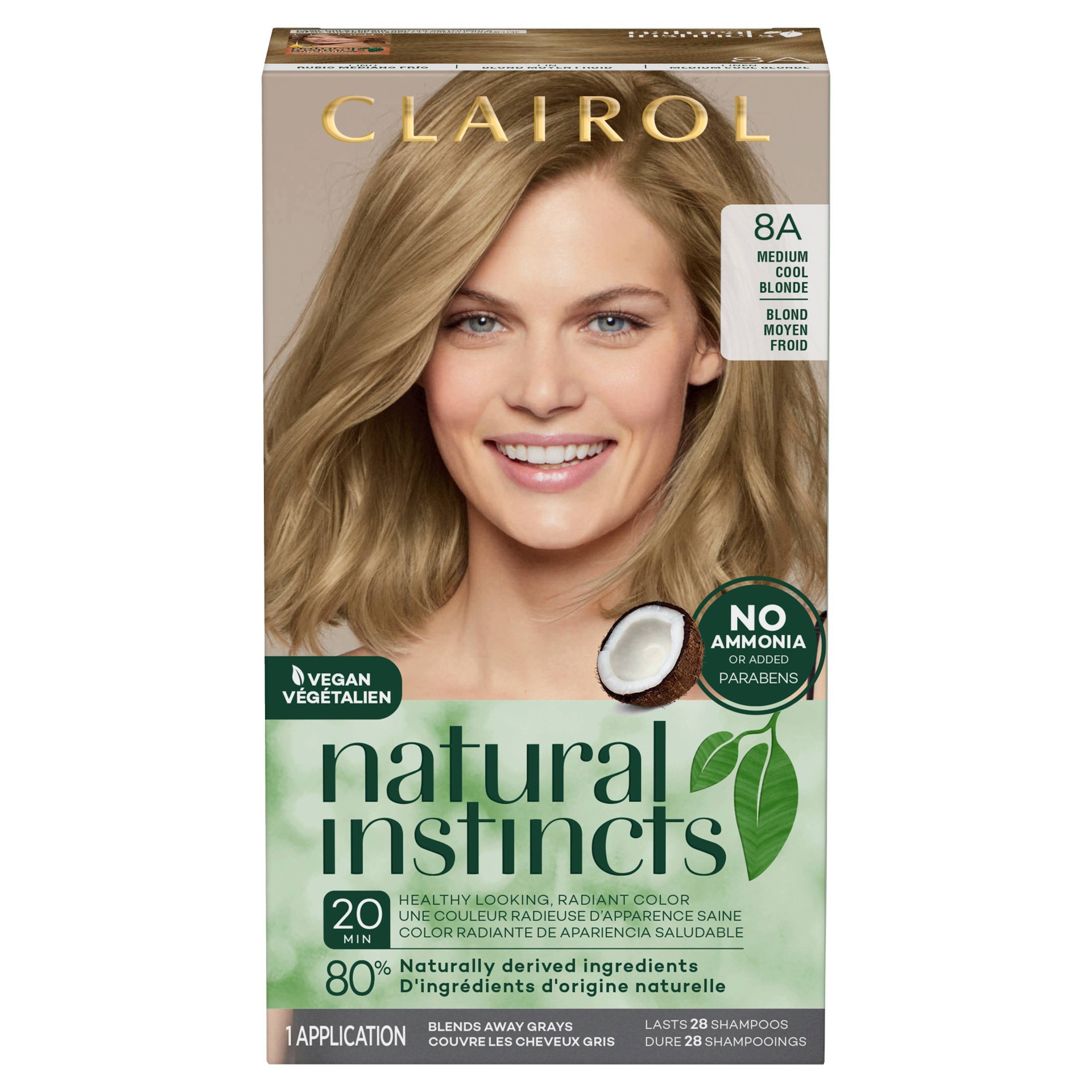 slide 1 of 9, Clairol Natural Instincts Demi-Permanent Hair Color - 8A Medium Cool Blonde, Linen - 1 kit, 1 ct