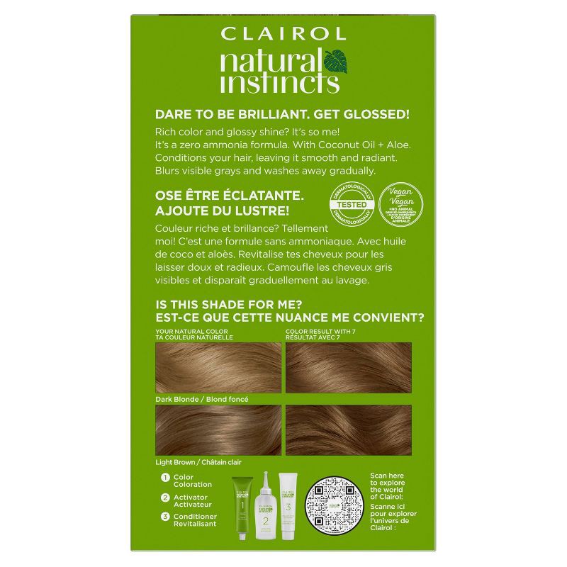 slide 2 of 9, Natural Instincts Clairol Demi-Permanent Hair Color Cream Kit - 7 Dark Blonde, Coastal Dune, 1 ct