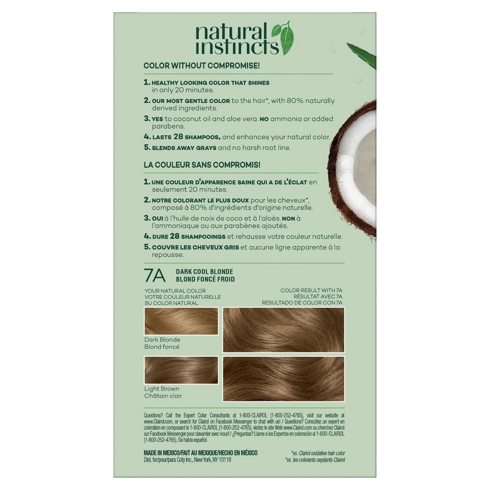 slide 2 of 9, Clairol Natural Instincts Demi-Permanent Hair Color - 7A Dark Cool Blonde, Sandlewood - 1 Kit, 1 ct