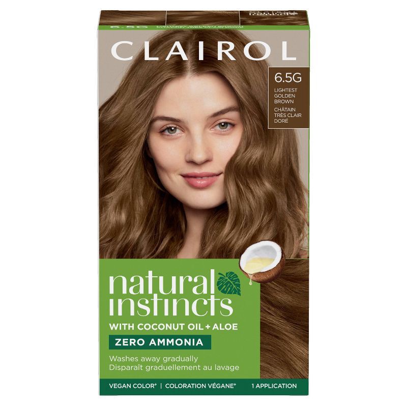 slide 1 of 8, Natural Instincts Clairol Demi-Permanent Hair Color Cream Kit - 6.5G Lightest Golden Brown, Amber Shimmer, 6.5 gram