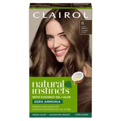 Natural Instincts Instincts Clairol Demi-Permanent Hair Color Dye Cream Kit - 6 Light Brown, Suede: Ammonia-Free, Contains Vitamin E, Vegan