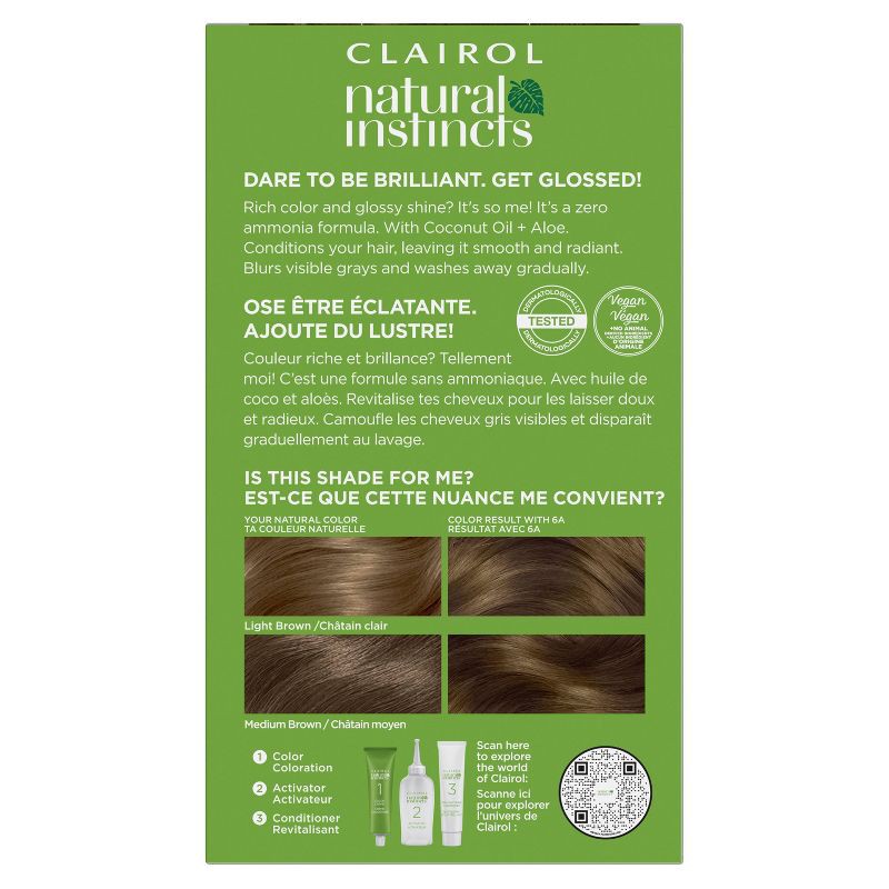 slide 2 of 8, Natural Instincts Clairol Demi-Permanent Hair Color Cream Kit - 6A Light Cool Brown, Tweed, 1 ct