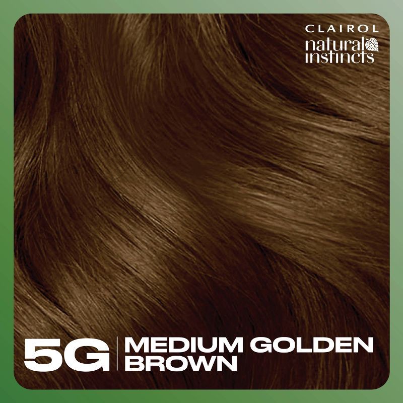 slide 3 of 8, Natural Instincts Clairol Demi-Permanent Hair Color Cream Kit - 5G Medium Golden Brown, Pecan, 5 gram