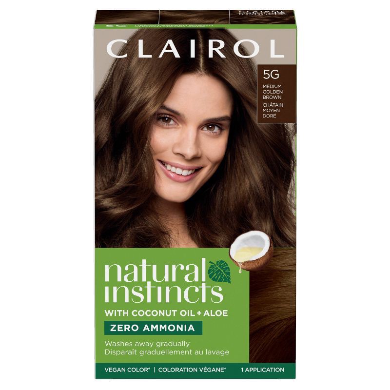 slide 1 of 8, Natural Instincts Clairol Demi-Permanent Hair Color Cream Kit - 5G Medium Golden Brown, Pecan, 5 gram