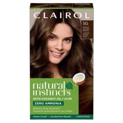 Natural Instincts Clairol Demi-Permanent Hair Color Dye Cream Kit - 5G Medium Golden Brown, Pecan