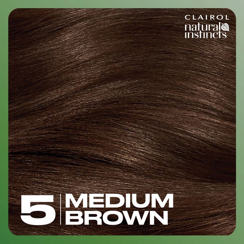 slide 3 of 8, Natural Instincts Clairol Demi-Permanent Hair Color Dye Cream Kit - 5 Medium Brown, Hazelnut, 1 ct