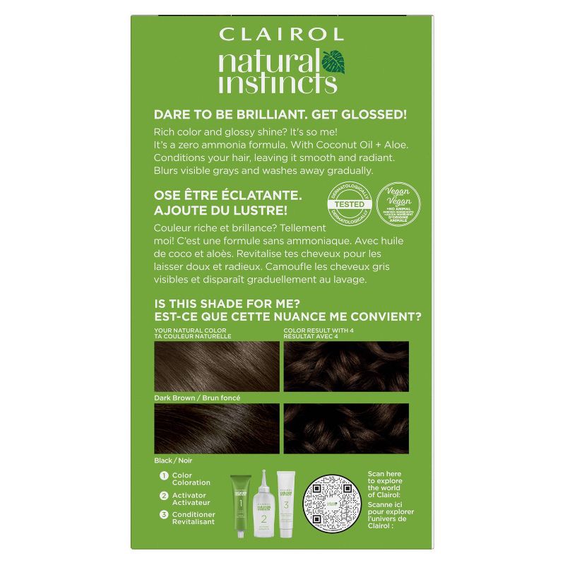 slide 2 of 9, Natural Instincts Clairol Demi-Permanent Hair Color Cream Kit - 4 Dark Brown, Nutmeg, 1 ct