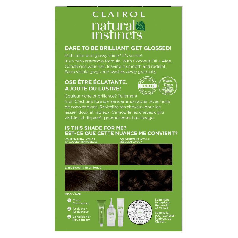 slide 2 of 9, Natural Instincts Clairol Demi-Permanent Hair Color Dye Cream Kit - 4 Dark Brown, Nutmeg, 1 ct