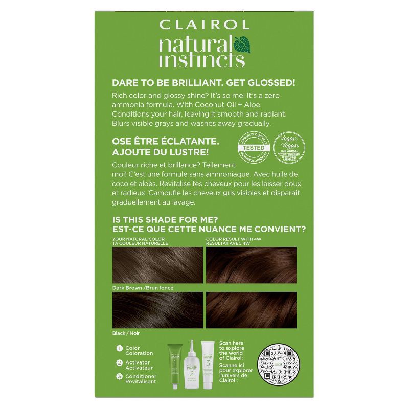 slide 2 of 8, Natural Instincts Clairol Demi-Permanent Hair Color Dye Cream Kit - 4W Dark Warm Brown, Roasted Chestnut, 1 ct