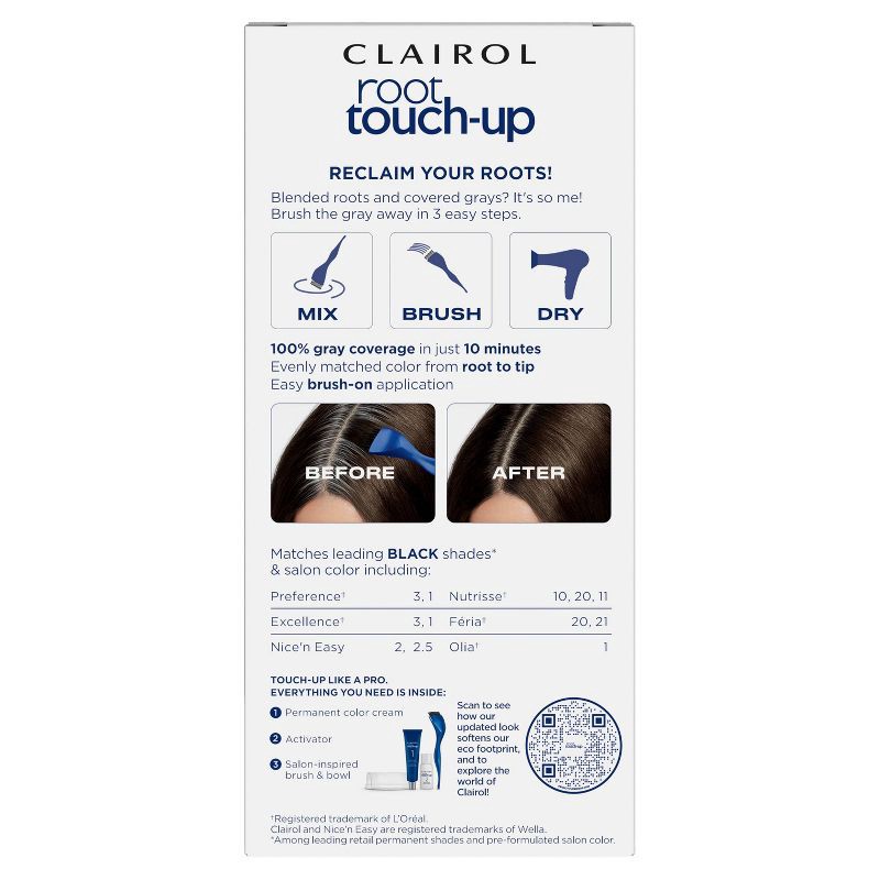 slide 2 of 9, Clairol Root Touch-Up Permanent Hair Color - 2 Black - 1 Kit, 1 ct