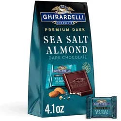 GHIRARDELLI Premium Dark Sea Salt Almond SQUARES Medium Bag - 4.12oz
