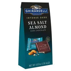 GHIRARDELLI Premium Dark Sea Salt Almond SQUARES Medium Bag - 4.12oz
