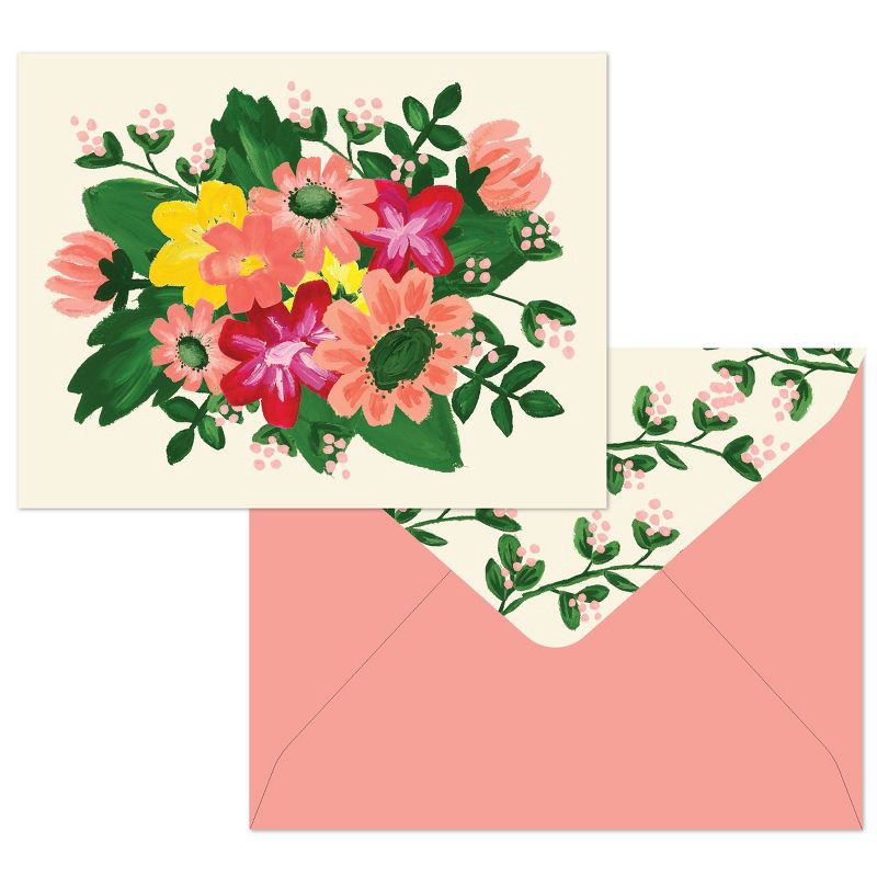 slide 2 of 3, Green Inspired 10ct Spring Flowers Blank Cards: Floral Note & Greeting Cards for All Occasions with Envelopes, 10 ct