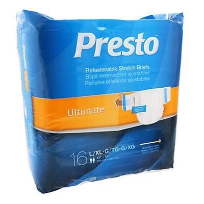 slide 1 of 1, Presto Ultimate Stretch Brief Large & Extra Large, 16 ct