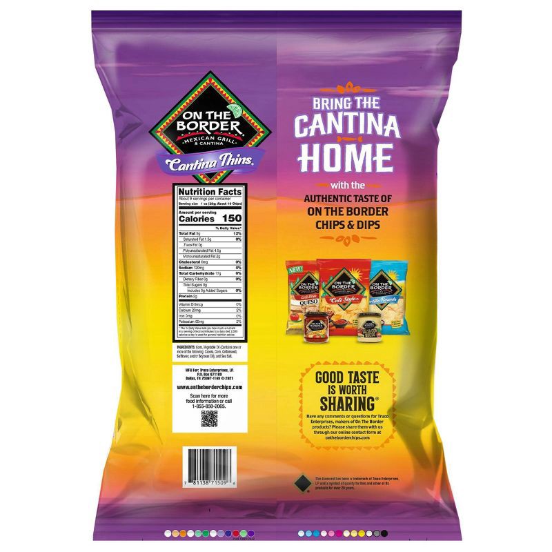 slide 2 of 5, On The Border Cantina Thins Tortilla Chips – 9.125oz, 9.125 oz