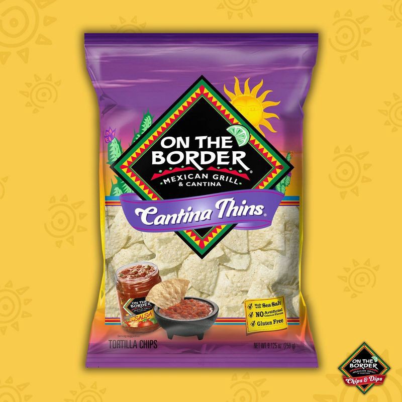 slide 3 of 5, On The Border Cantina Thins Tortilla Chips – 9.125oz, 9.125 oz