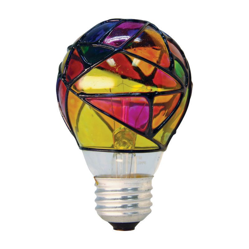 slide 2 of 4, GE Household Lighting GE 25W Incandescent Stained Glass Light Bulb: Dimmable Decorative A19, Standard E26 Base, 200 Lumens, Clear, 1 ct