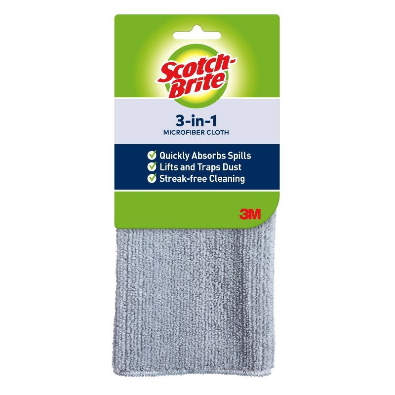 slide 1 of 8, Scotch-Brite 3-in-1 Microfiber Cleaning Cloth, 1 ct