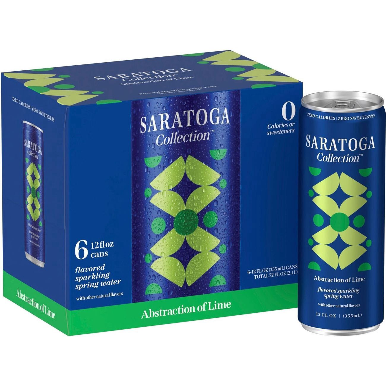 slide 1 of 1, Saratoga Collection Abstraction of Lime Flavored Sparkling Spring Water 6 pk Cans, 12 oz
