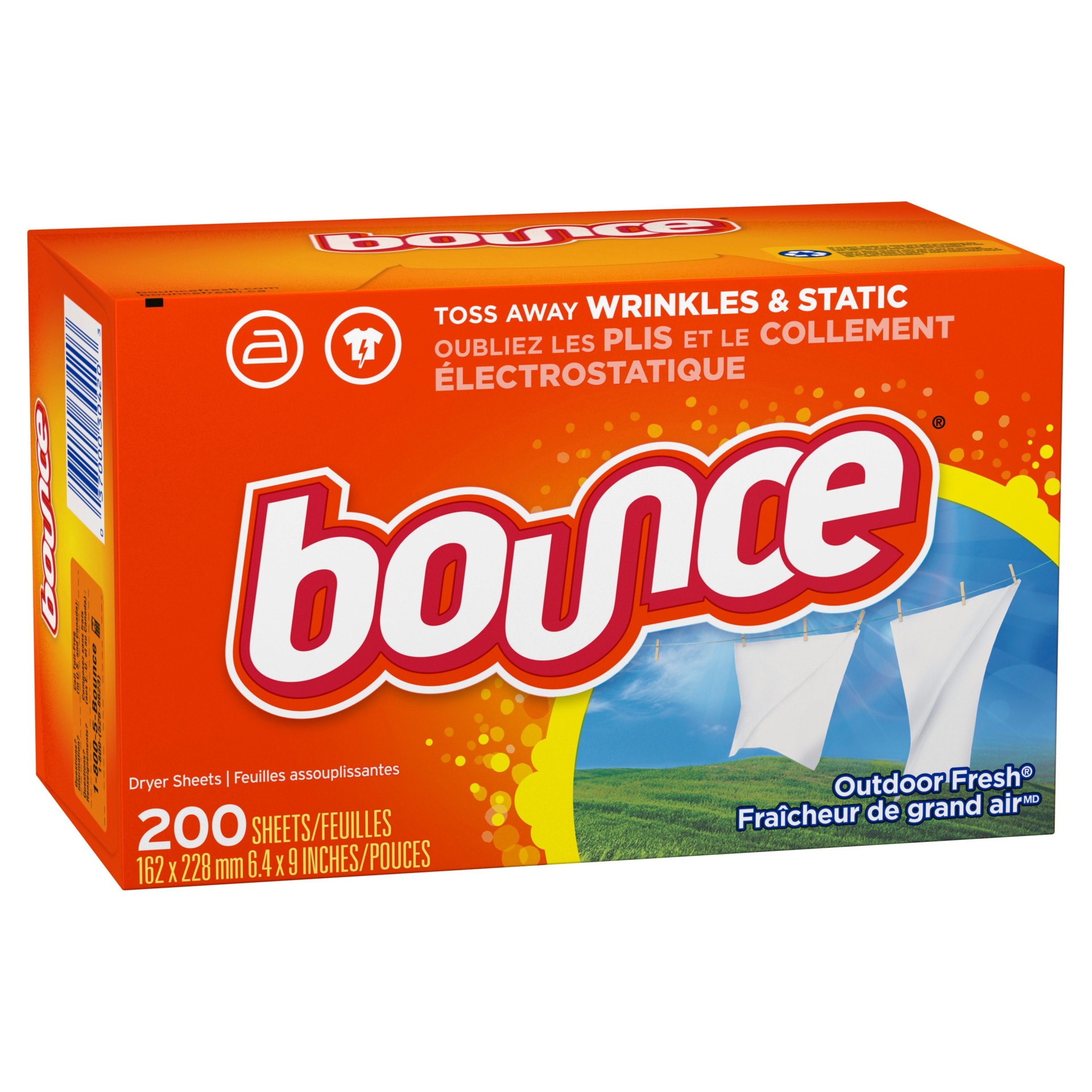 slide 1 of 2, Bounce Outdoor Fresh Fabric Softener Dryer Sheets, 200 ct