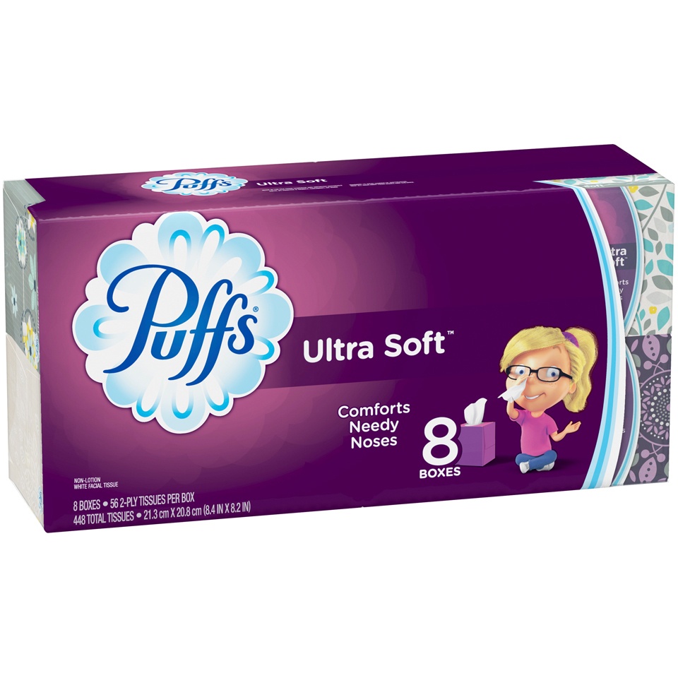 slide 3 of 4, Puffs Ultra Soft Facial Tissue, 8 pk; 52 ct