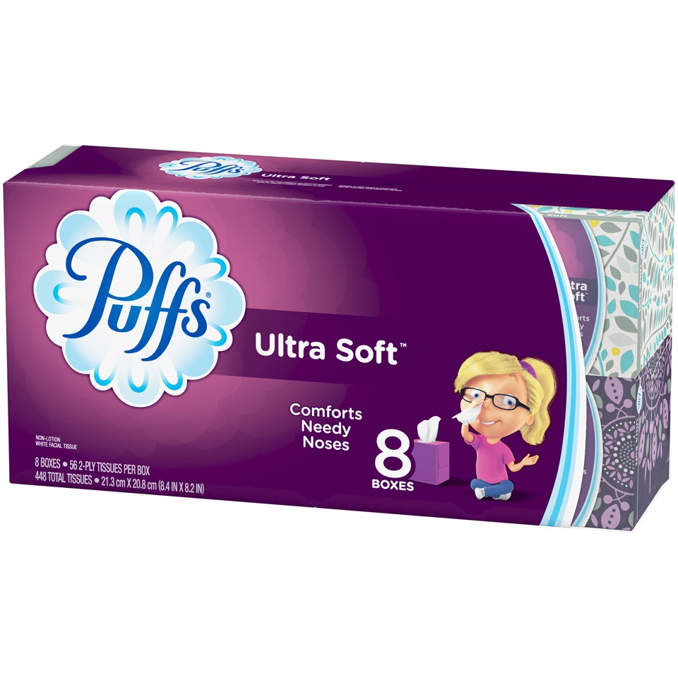 slide 4 of 4, Puffs Ultra Soft Facial Tissue, 8 pk; 52 ct