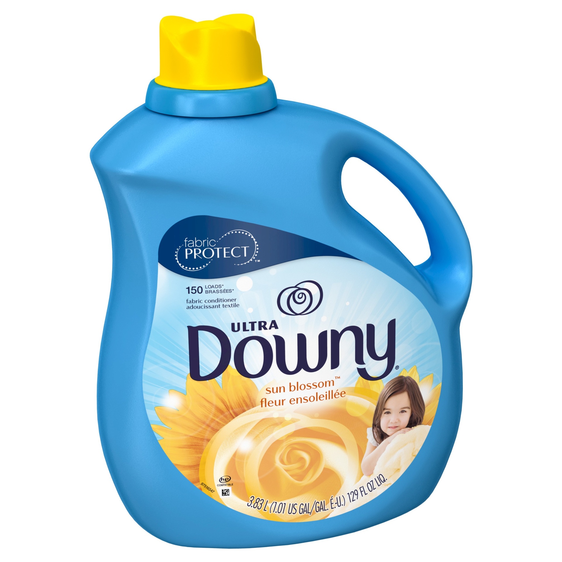 slide 1 of 2, Downy Ultra Sun Blossom Liquid Fabric Conditioner, 129 fl oz