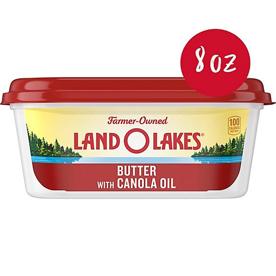 slide 1 of 1, Land O Lakes Butter With Canola Oil Spreadable Tub - 8 Oz, 8 oz