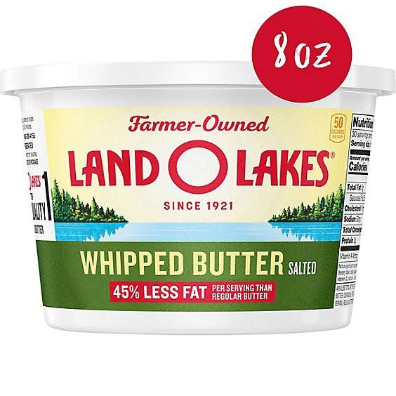 slide 1 of 1, Land O Lakes Salted Whipped Butter Spreadable Tub - 8 Oz, 8 oz