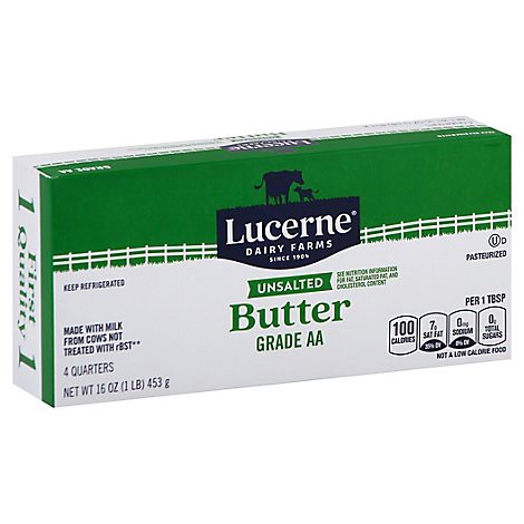slide 1 of 1, Lucerne Dairy Farms Lucerne Unsalted Sweet Cream Butter Quarters - 16 Oz, 16 oz