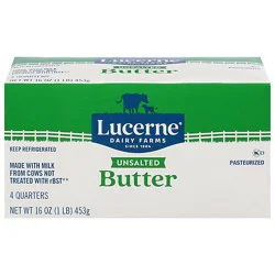 Lucerne Unsalted Sweet Cream Butter Quarters - 16 Oz