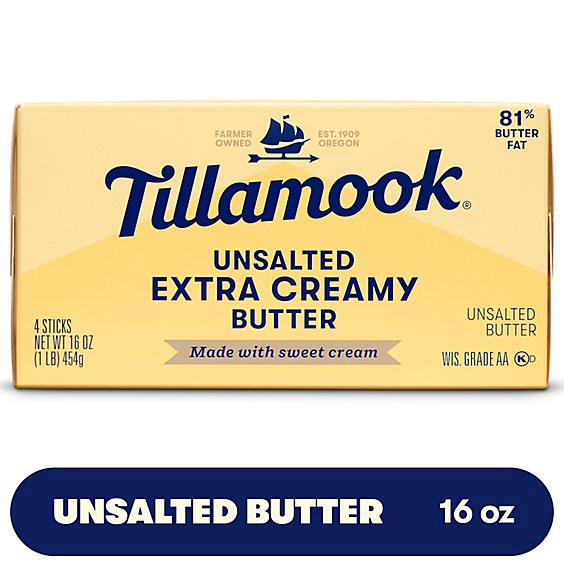 slide 1 of 5, Tillamook Extra Creamy Unsalted Butter Sticks Multipack - 4-16 Oz, 16 oz