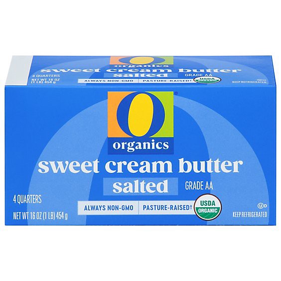 slide 1 of 1, O Organics Butter Sweet Cream Salted 4 Count - 16 Oz, 16 oz