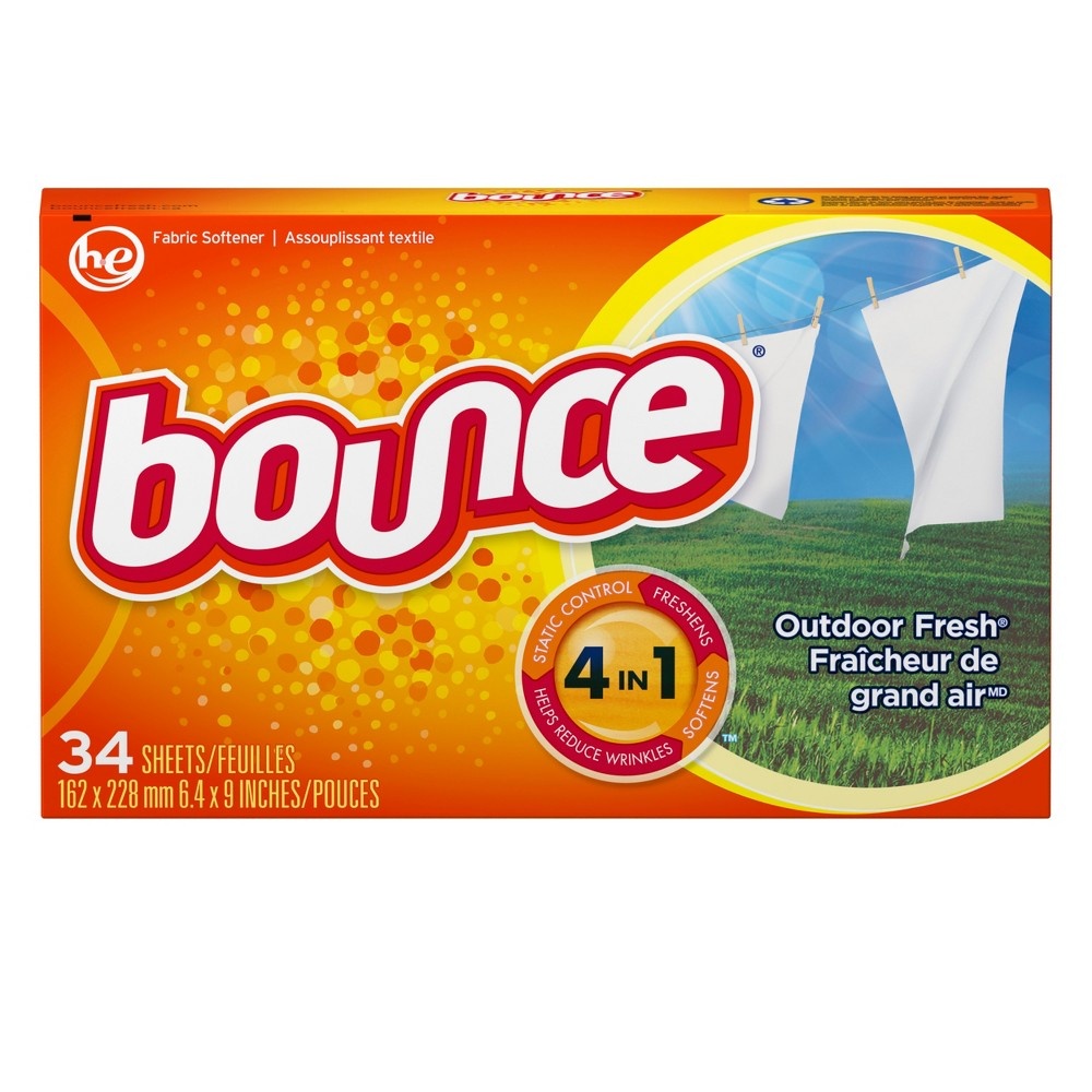 slide 2 of 8, Bounce Outdoor Fresh Fabric Softener Dryer Sheets 34 ct, 34 ct