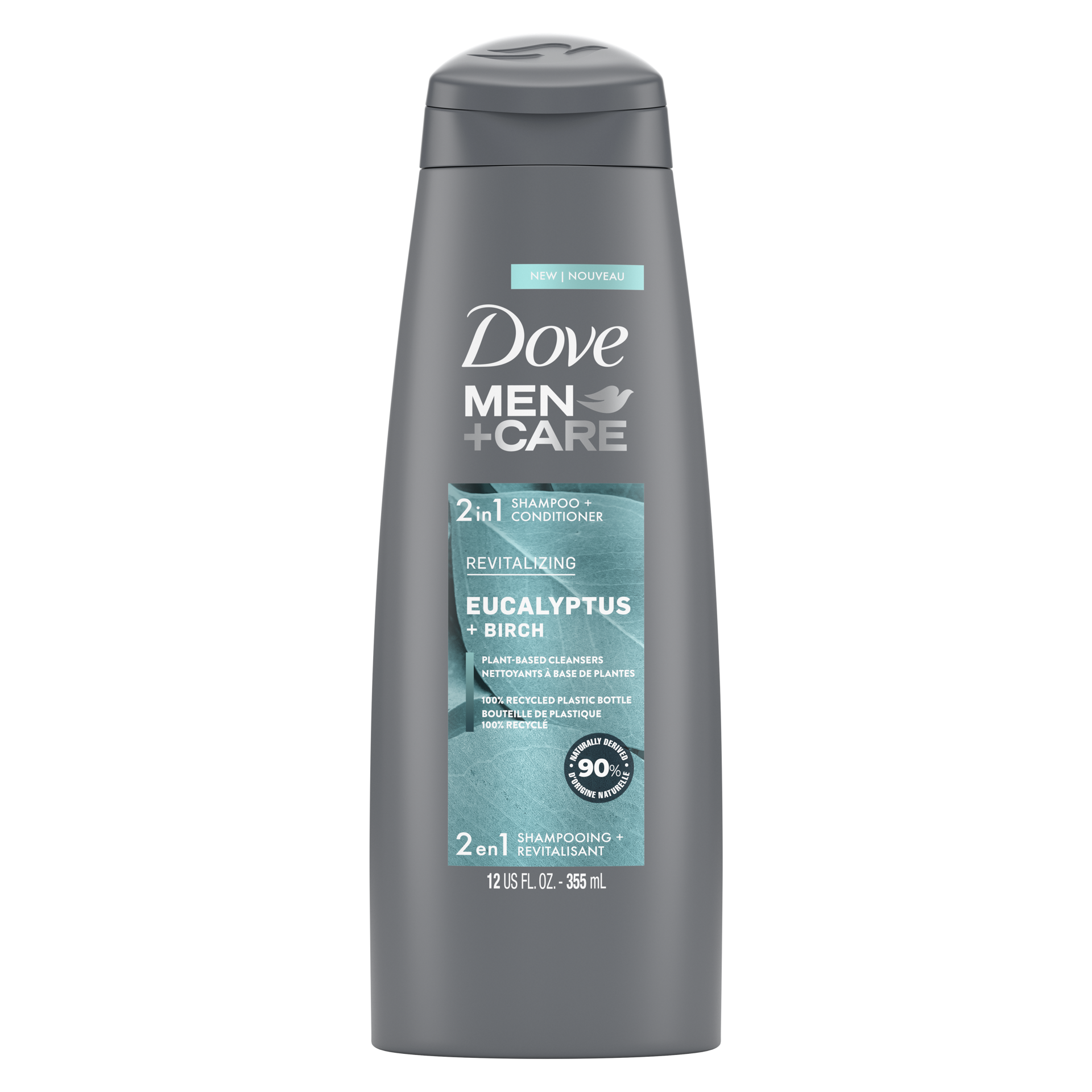 slide 4 of 4, Dove Men+Care 2 in 1 Shampoo & Conditioner Eucalyptus & Birch, 12 oz, 12 oz