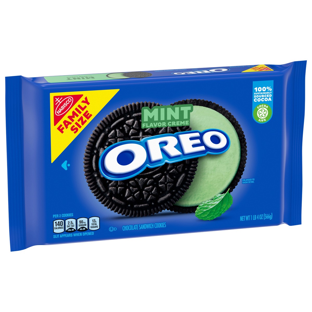 slide 4 of 9, OREO Mint Flavor Creme Chocolate Sandwich Cookies Family Size - 20oz, 