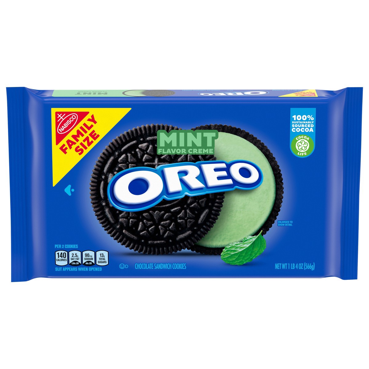 slide 1 of 9, OREO Mint Flavor Creme Chocolate Sandwich Cookies Family Size - 20oz, 