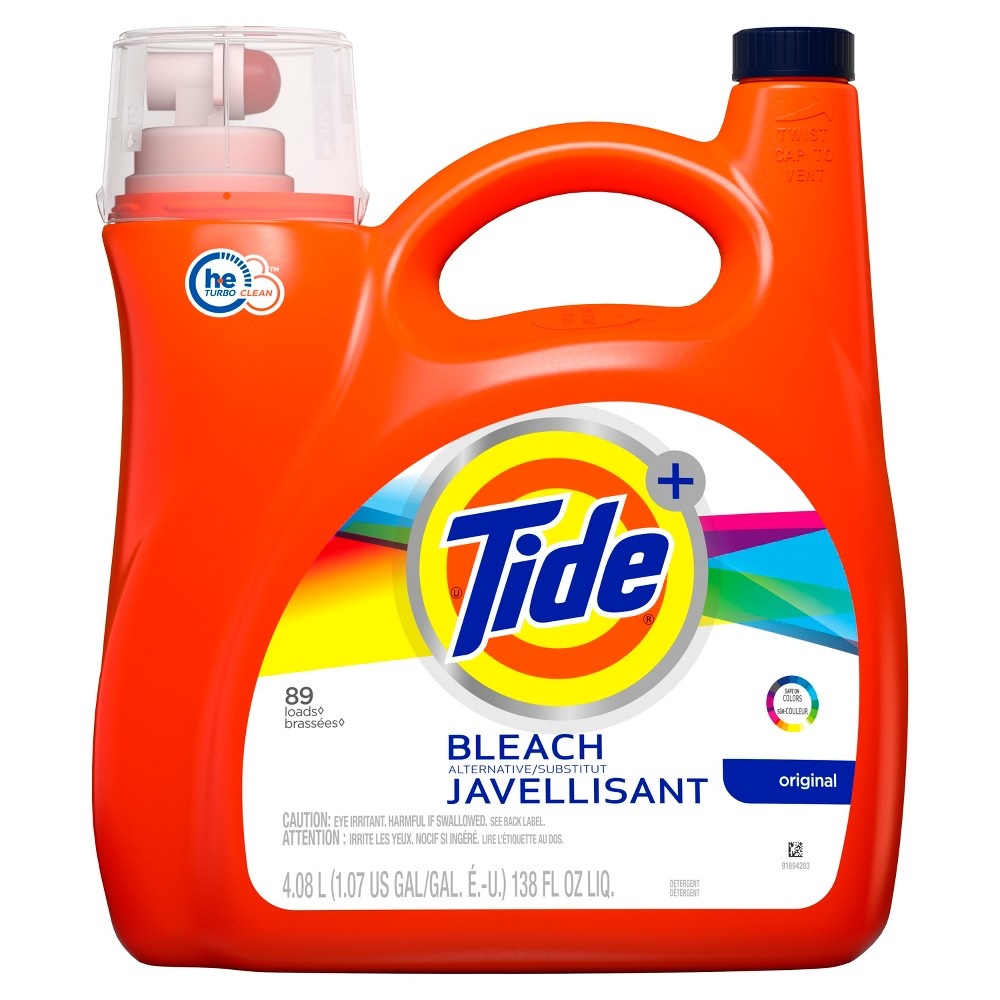 slide 2 of 3, Tide 2x Original Plus Bleach Alternative HE Liquid Laundry Detergent, 138 fl oz