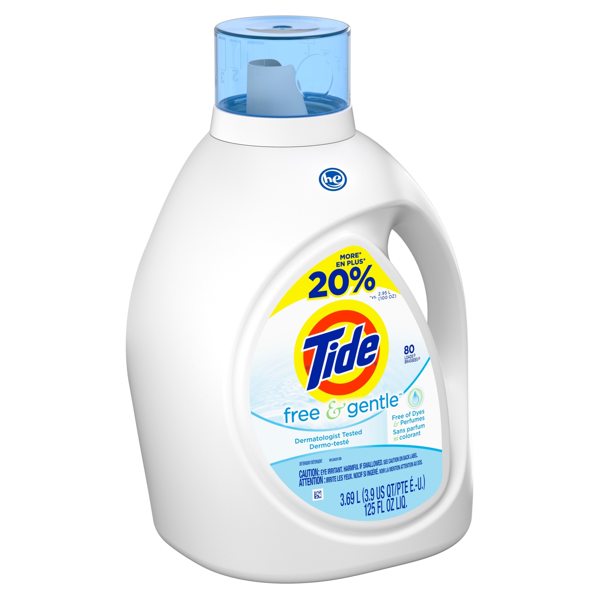 slide 1 of 4, Tide HE Free & Gentle Liquid Laundry Detergent, 125 oz