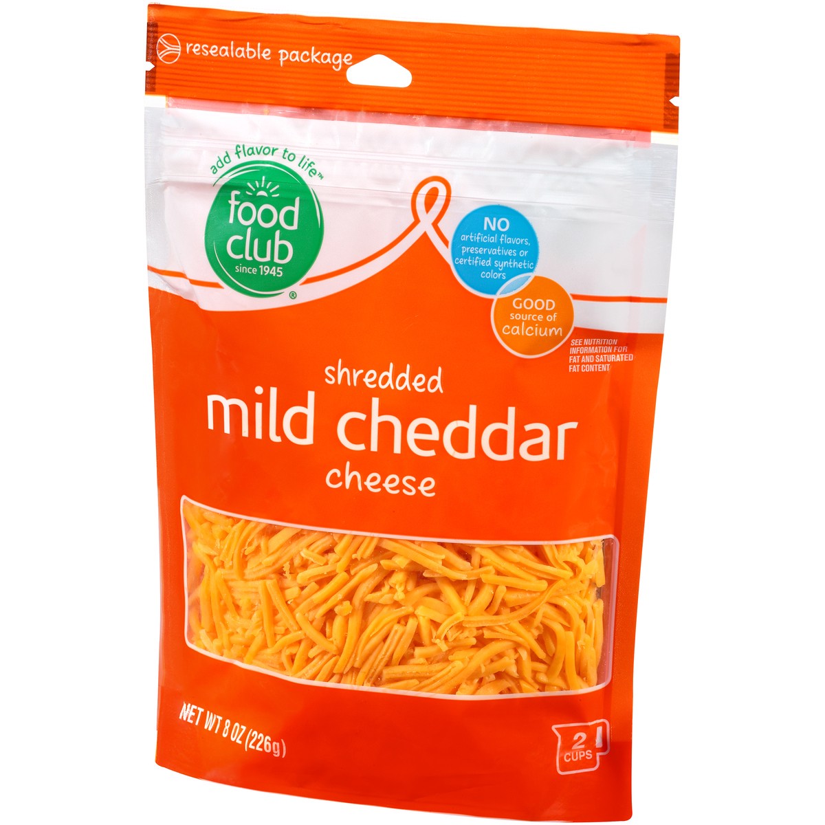 slide 9 of 9, Food Club Mild Cheddar Shredded Cheese 8 oz, 8 oz