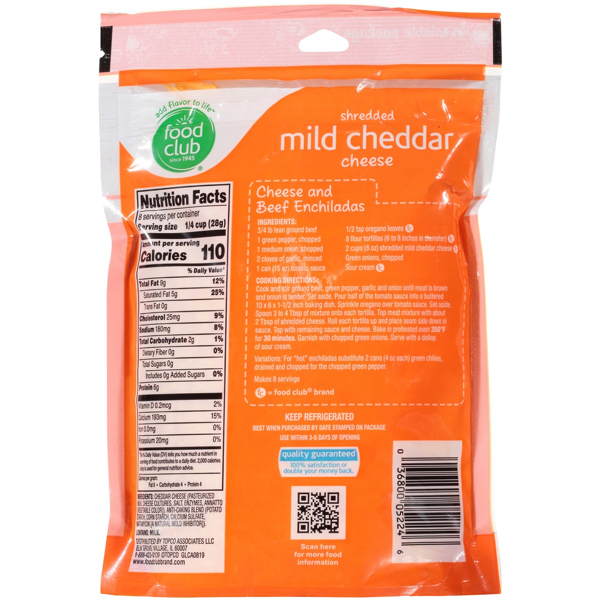 slide 2 of 9, Food Club Mild Cheddar Shredded Cheese 8 oz, 8 oz