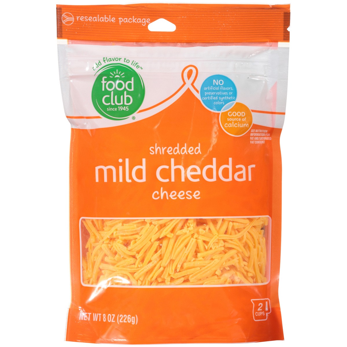 slide 6 of 9, Food Club Mild Cheddar Shredded Cheese 8 oz, 8 oz