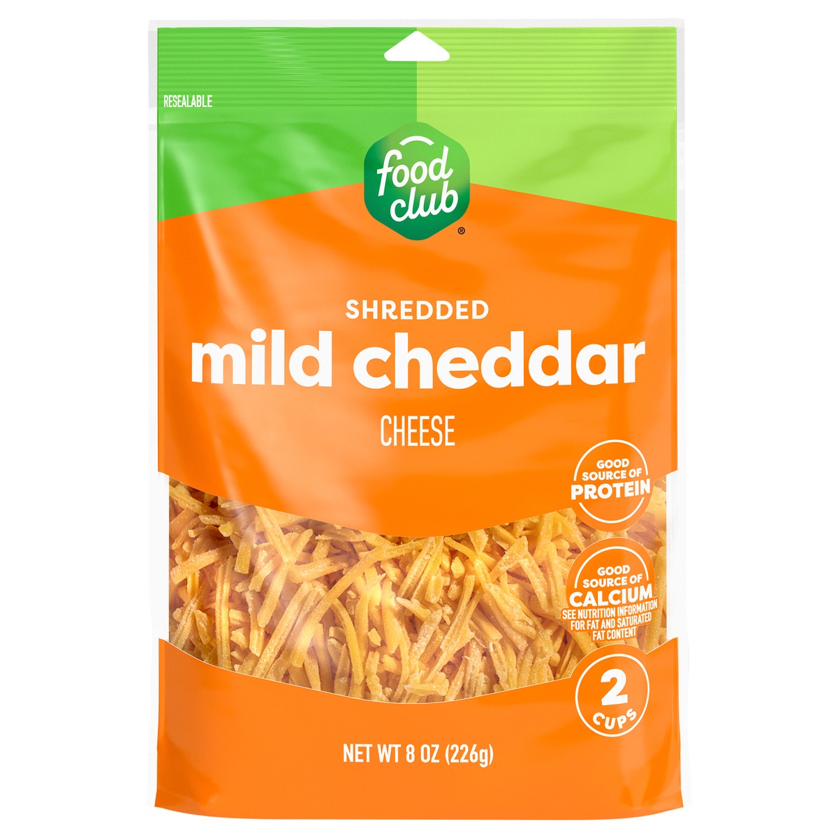 slide 1 of 9, Food Club Mild Cheddar Shredded Cheese 8 oz, 8 oz